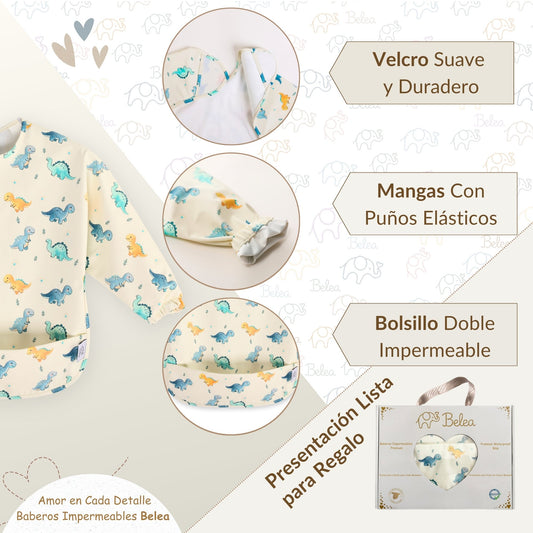 Babero Manga Larga Dinosaurios