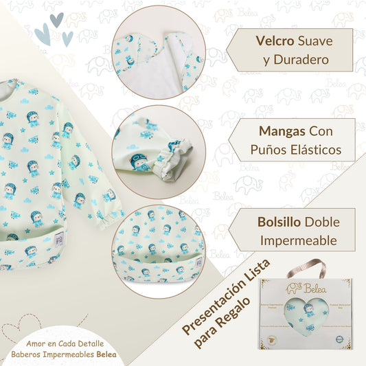 Babero Manga Larga Ositos