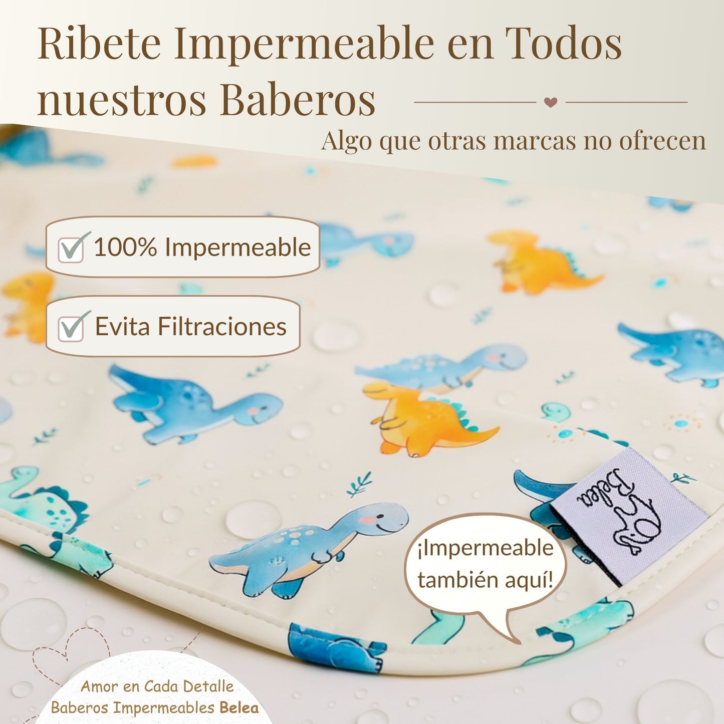 Pack Babero Manga Larga + Babero sin Mangas – Dinosaurios | BeleaKids