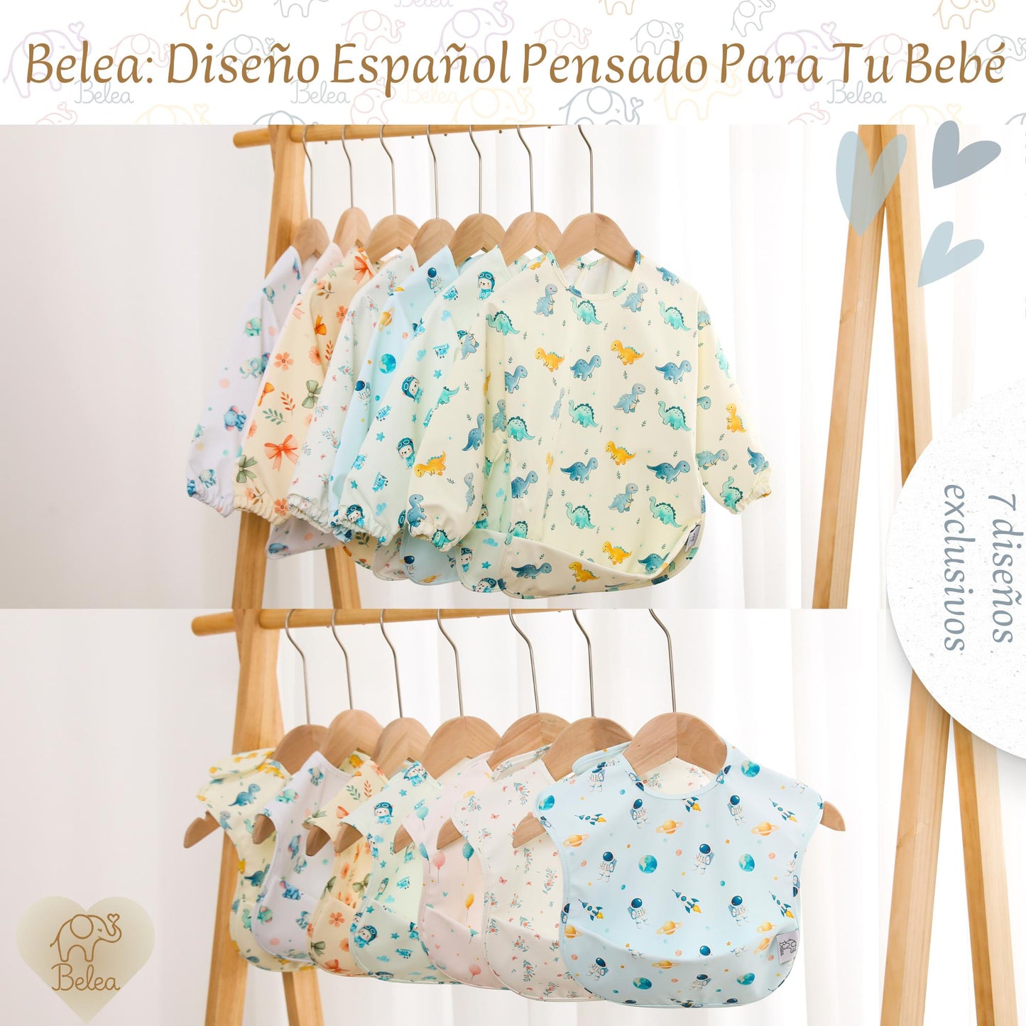 Pack Babero Manga Larga + Babero sin Mangas – Astronauta | BeleaKids