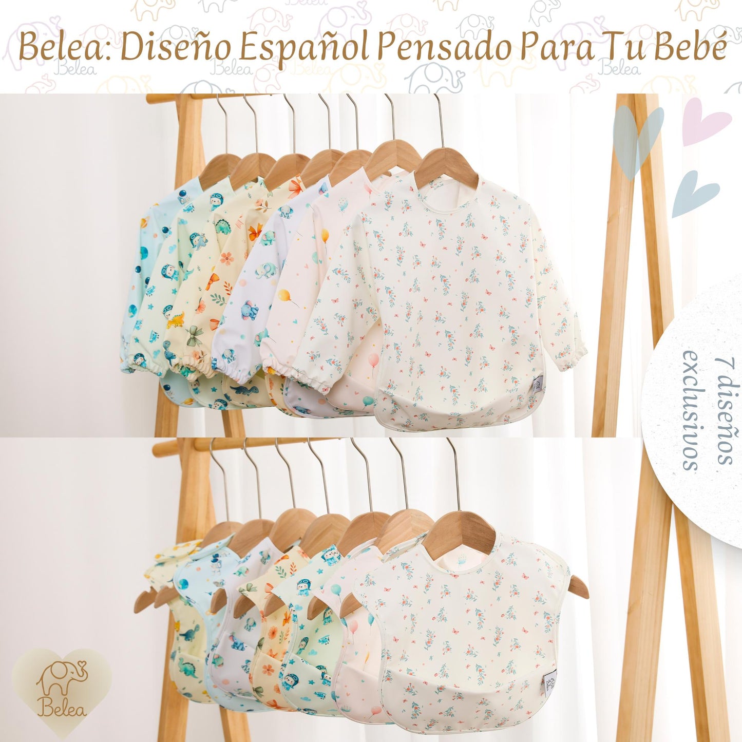 Pack Babero Manga Larga + Babero sin Mangas – Globos | BeleaKids