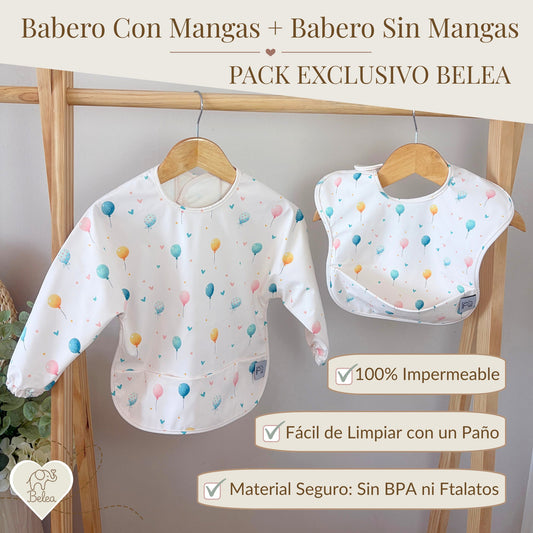 Pack Babero Manga Larga + Babero sin Mangas – Globos | BeleaKids