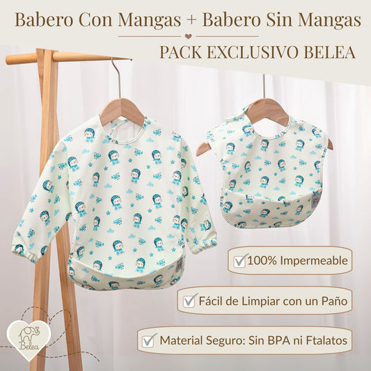 Pack Babero Manga Larga + Babero sin Mangas – Ositos | BeleaKids