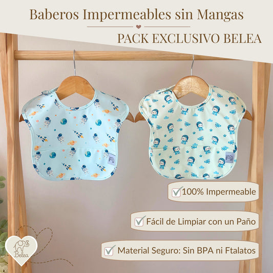 Pack Baberos Sin Mangas – Astronautas y Ositos | BeleaKids