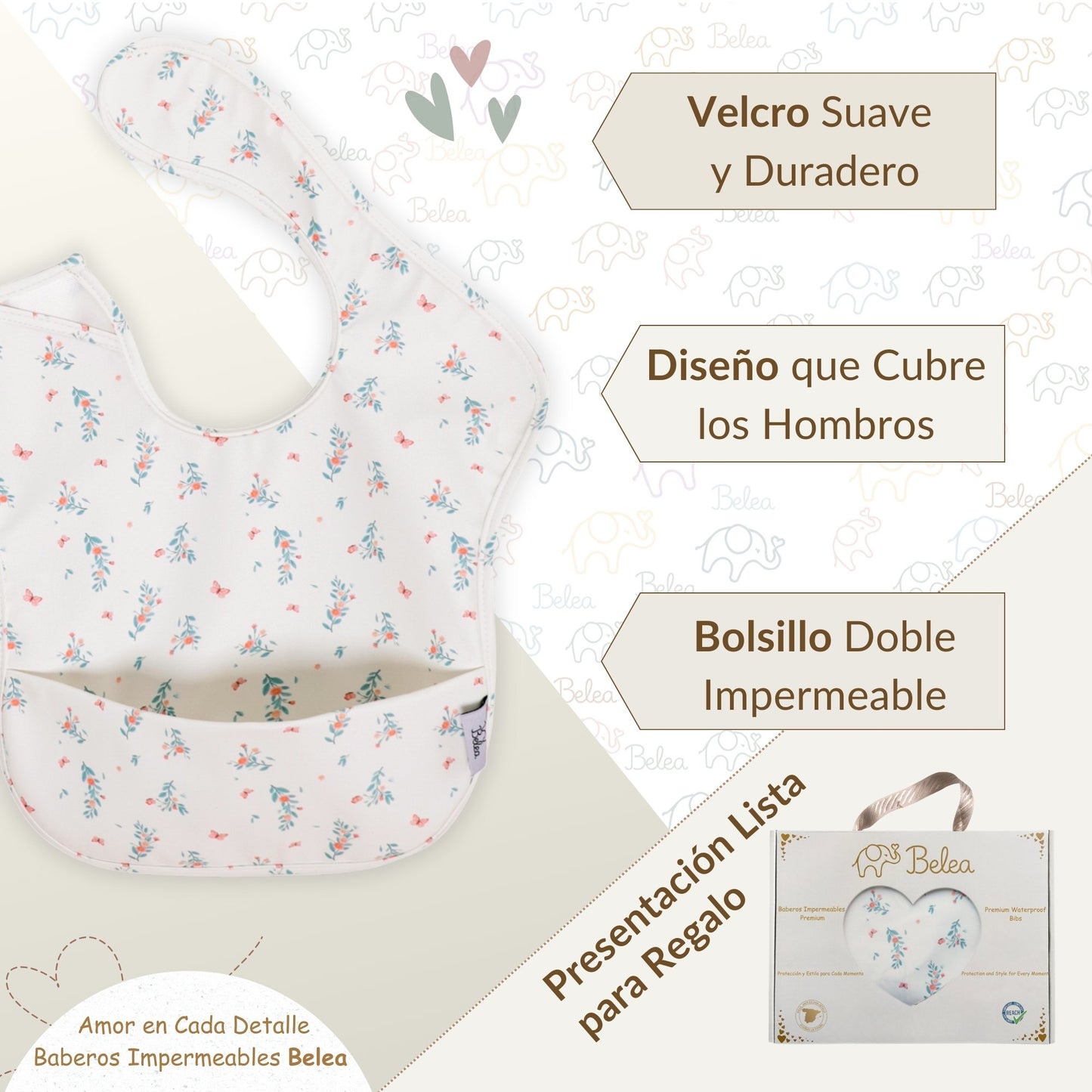 Pack Baberos Sin Mangas – Flores y Lazos | BeleaKids