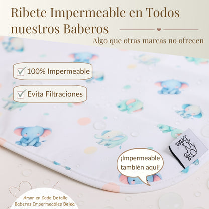 Babero Manga Larga Elefantes