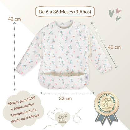 Babero Manga Larga Flores