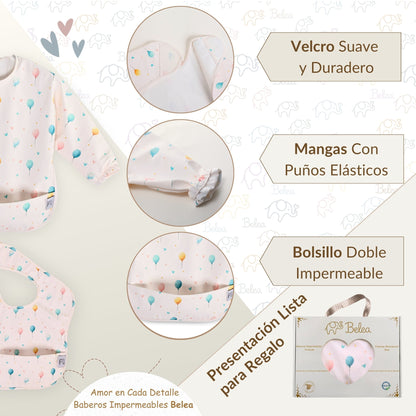 Pack Babero Manga Larga + Babero sin Mangas – Globos | BeleaKids