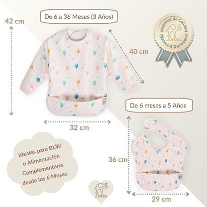Pack Babero Manga Larga + Babero sin Mangas – Globos | BeleaKids
