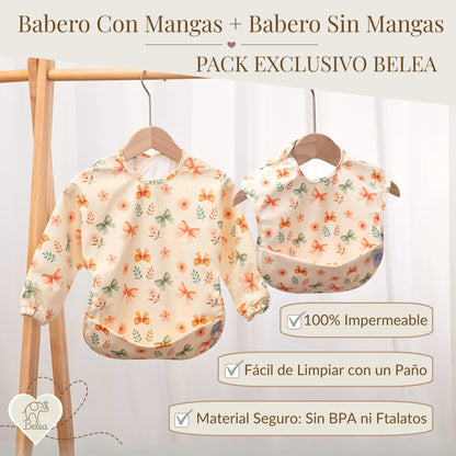 Pack Babero Manga Larga + Babero sin Mangas – Lazos | BeleaKids
