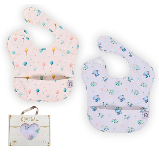 Pack Baberos Sin Mangas – Elefantes y Globos | BeleaKids