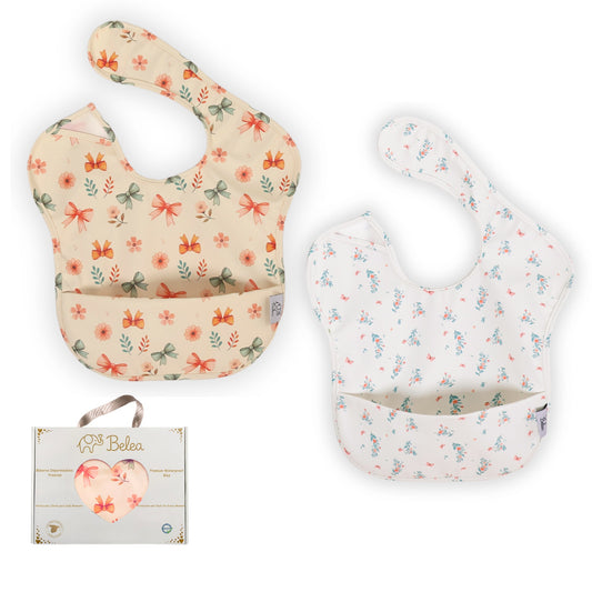 Pack Baberos Sin Mangas – Flores y Lazos | BeleaKids